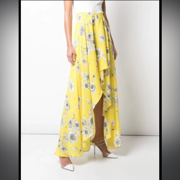 Alice + Olivia Dresses & Skirts - Alice + Olivia Floral Print Yellow Long Skirt